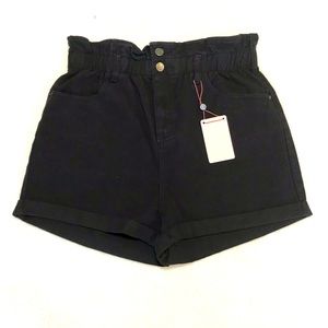 Denim Blvd Los Angeles Denim Jean Shorts Womens L Black Elastic Waist Cuffed